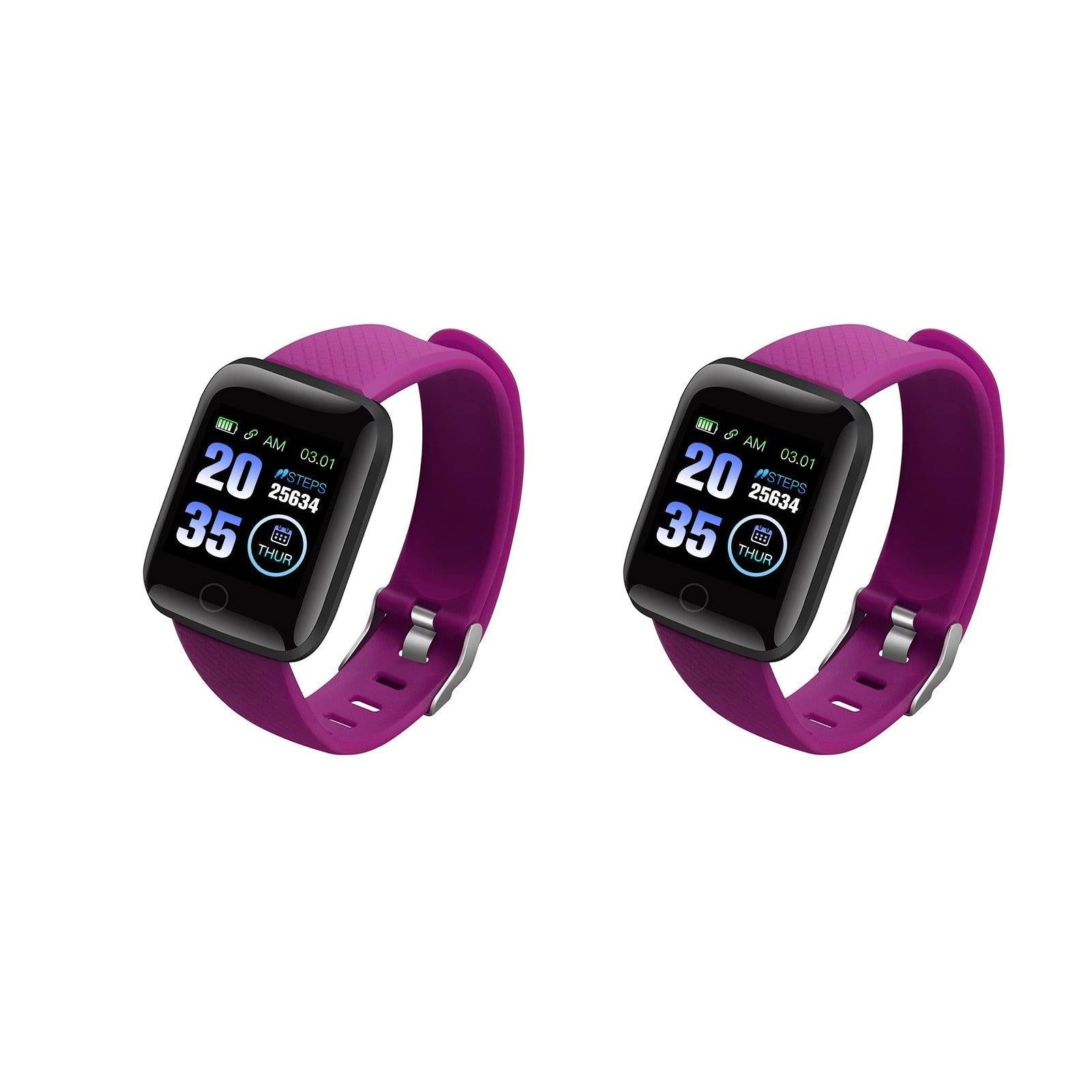116plus Waterproof Smart Watch Sports Fitness Trackaer with Heart Rate Monitor for Men and Women-Purple - Image 7