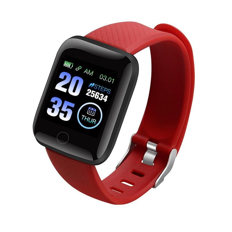 116plus Waterproof Smart Watch Sports Fitness Trackaer with Heart Rate Monitor for Men and Women-Red - Image 2