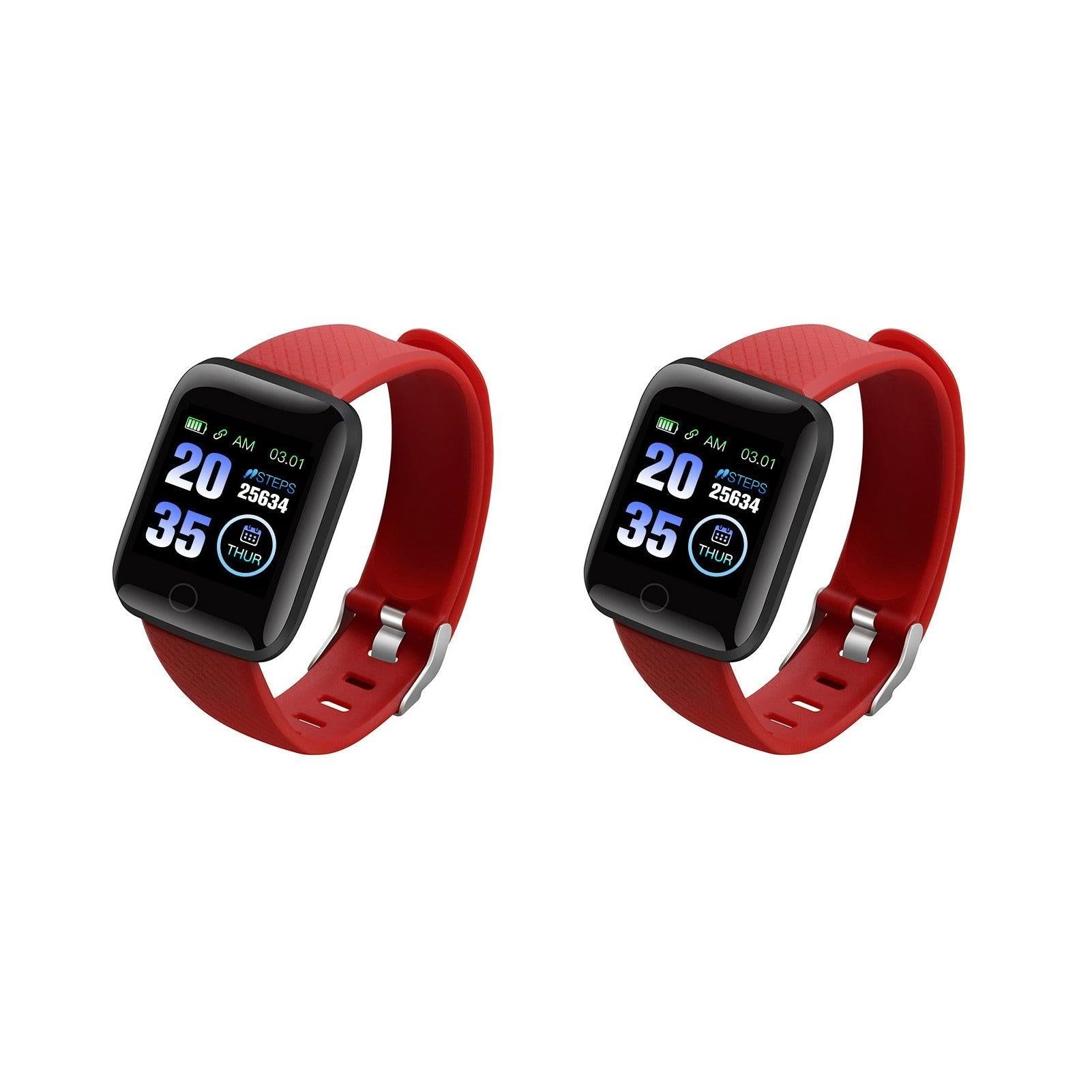 116plus Waterproof Smart Watch Sports Fitness Trackaer with Heart Rate Monitor for Men and Women-Red - Image 7