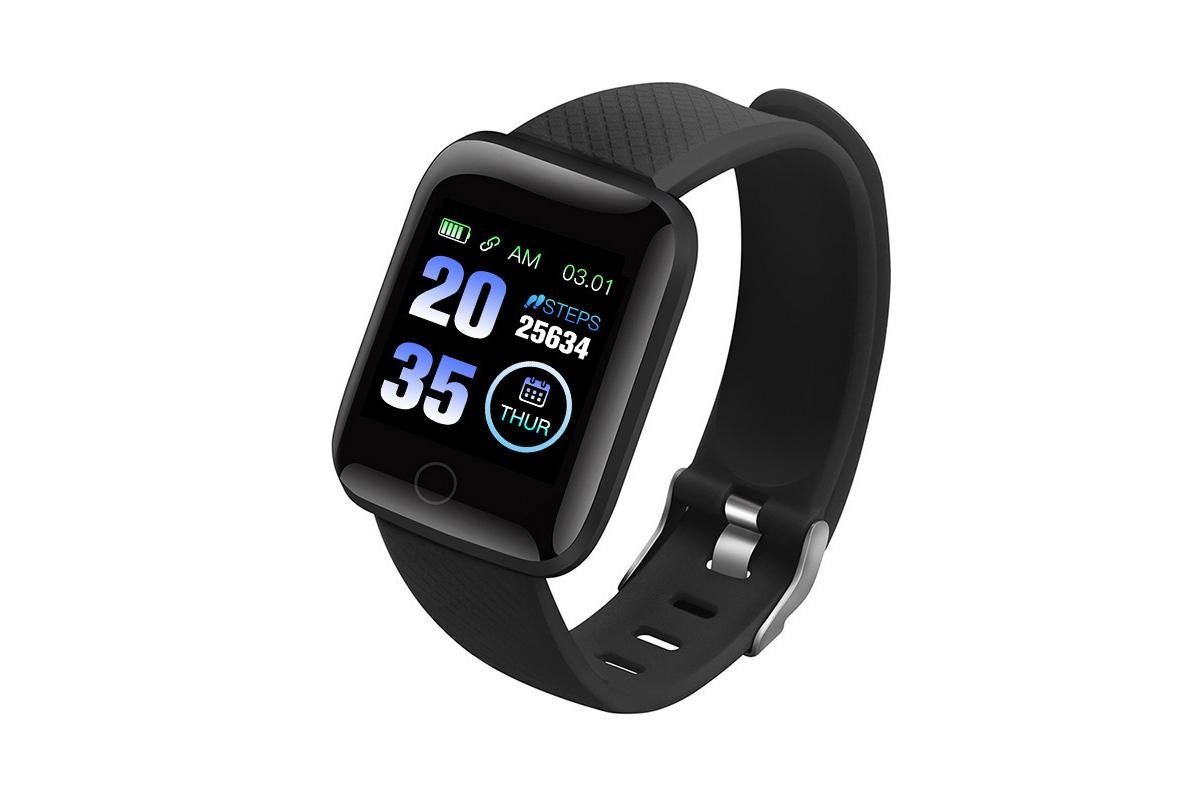 116plus Waterproof Smart Watch Sports Fitness Trackaer with Heart Rate Monitor for Men and Women-Black - Image 1