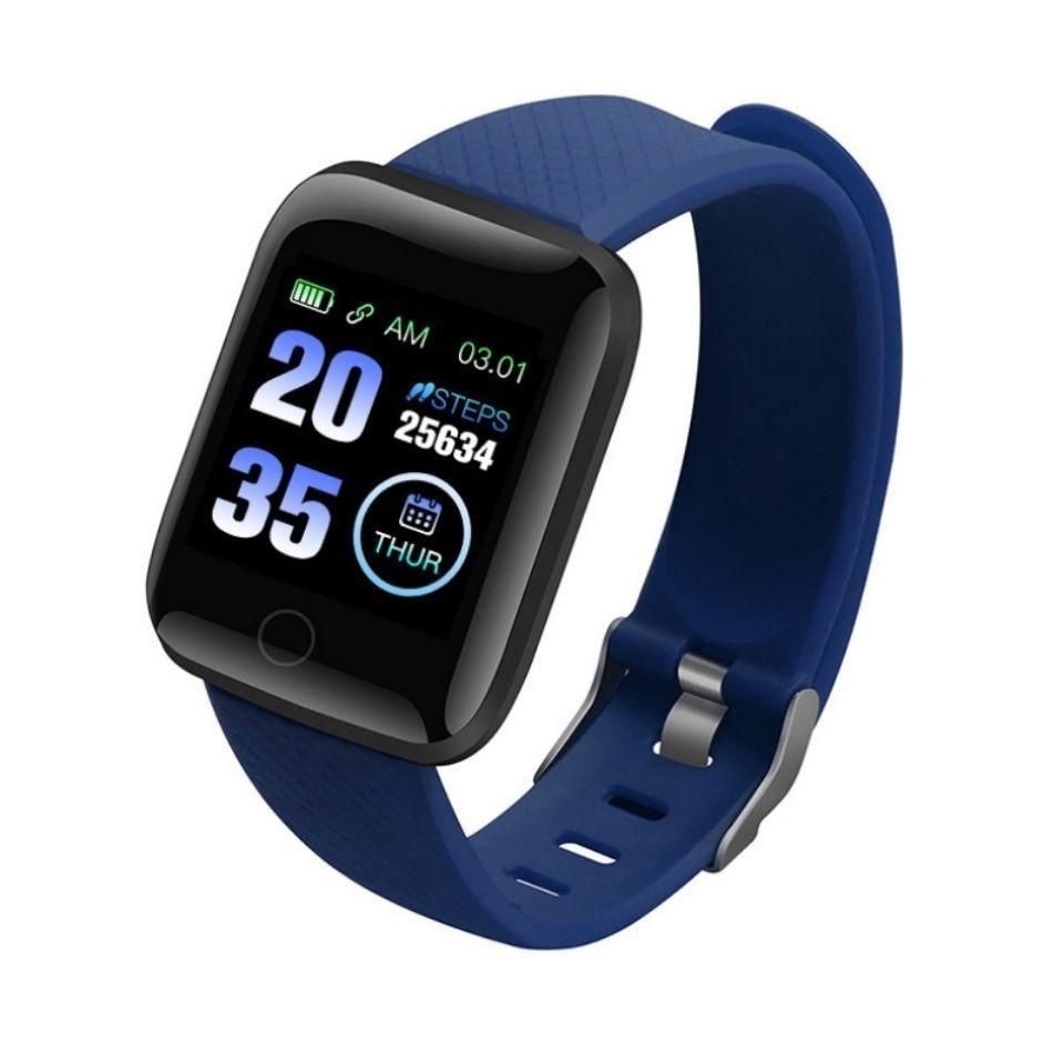 116plus Waterproof Smart Watch Sports Fitness Trackaer with Heart Rate Monitor for Men and Women-Blue - Image 2
