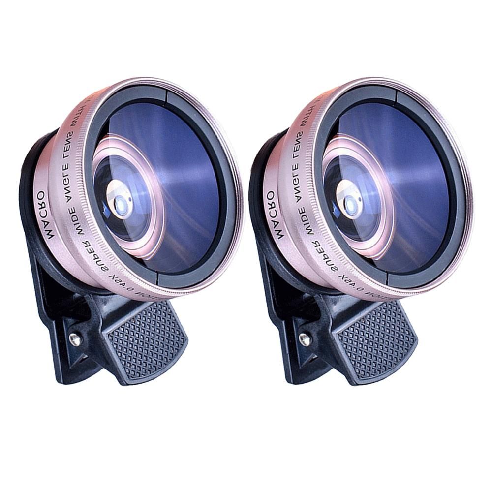 2pcs Cell Phone Camera Lens 2 in1 Portable Wide Angle Macro Cell Phone Camera Lens Kit -Rose Gold - Image 2
