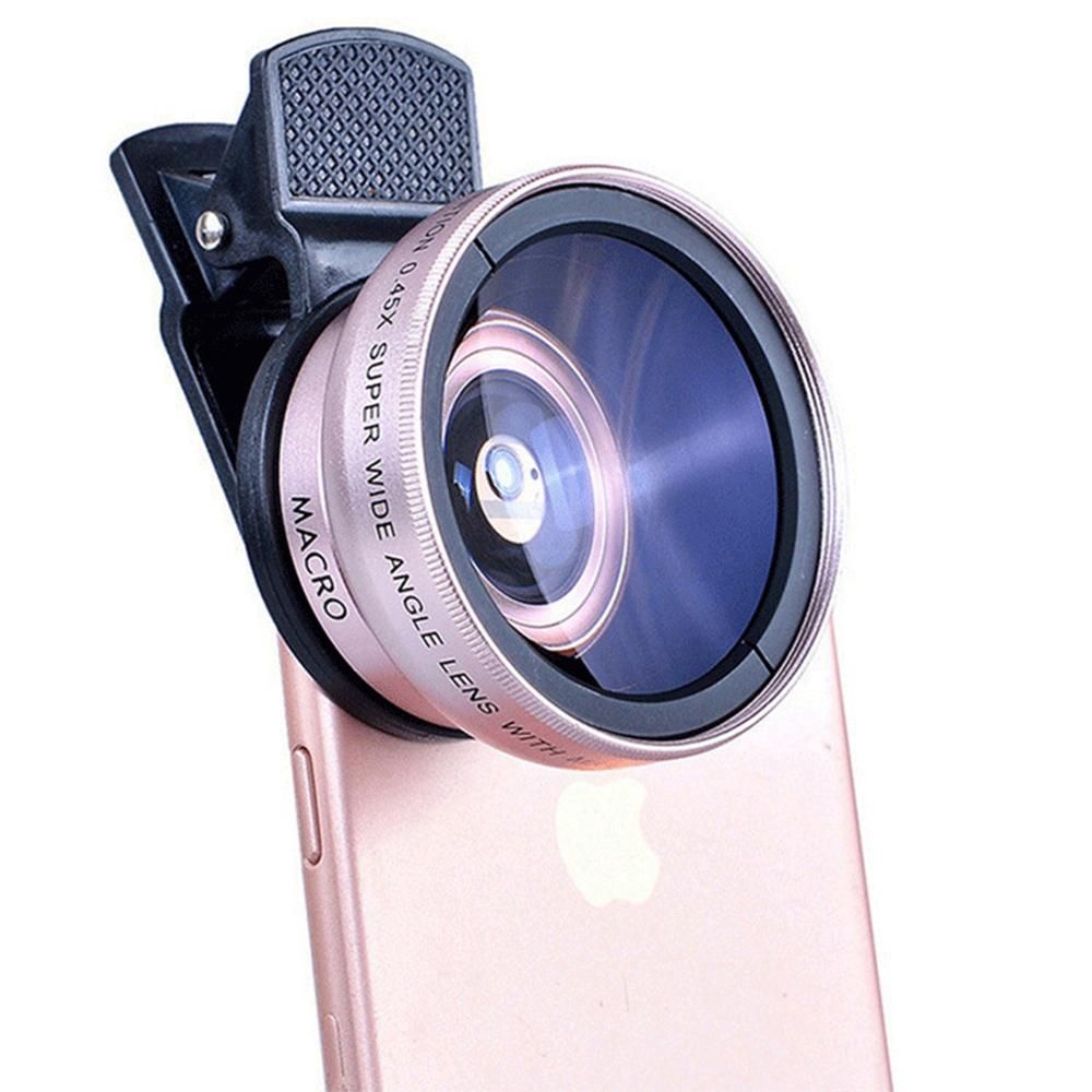 2pcs Cell Phone Camera Lens 2 in1 Portable Wide Angle Macro Cell Phone Camera Lens Kit -Rose Gold - Image 5