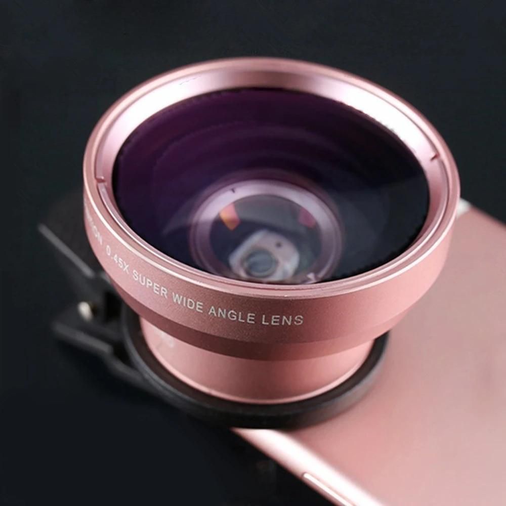 2pcs Cell Phone Camera Lens 2 in1 Portable Wide Angle Macro Cell Phone Camera Lens Kit -Rose Gold - Image 6