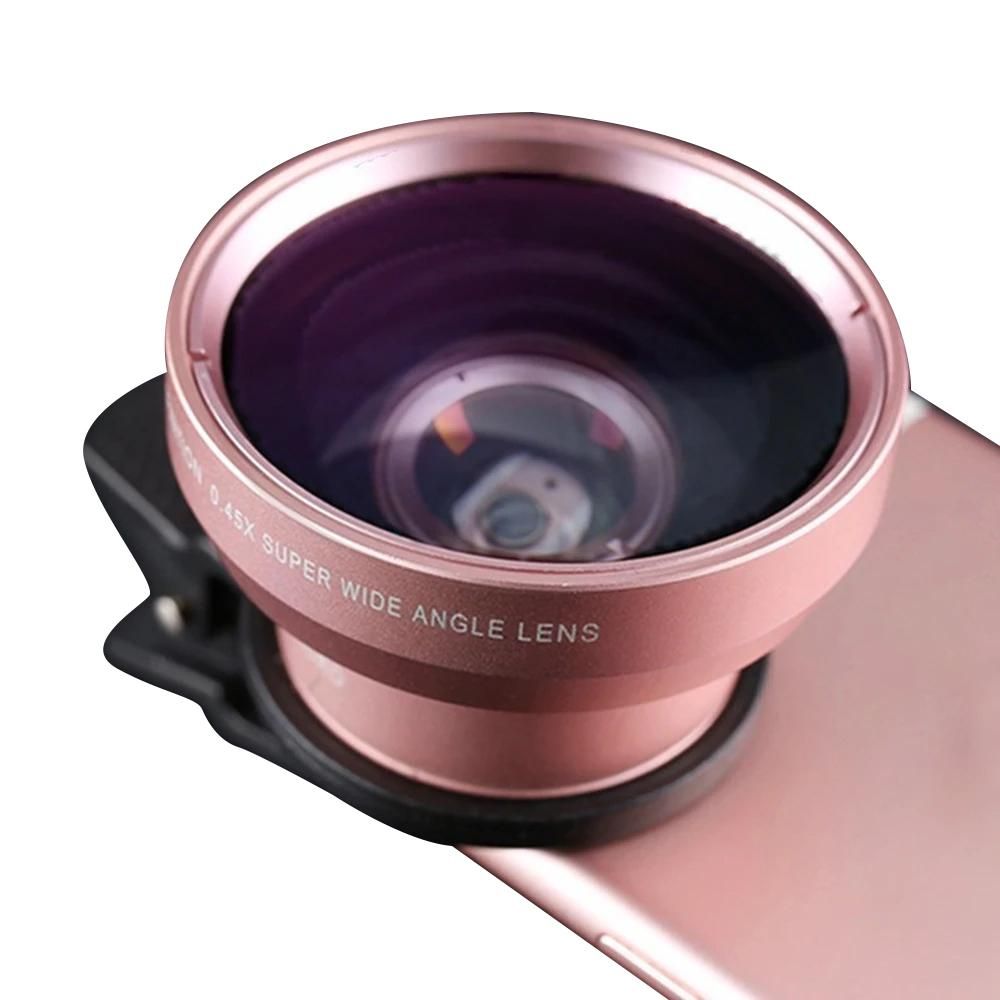 2pcs Cell Phone Camera Lens 2 in1 Portable Wide Angle Macro Cell Phone Camera Lens Kit -Rose Gold - Image 7