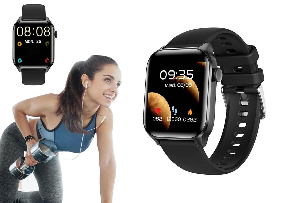 2Pcs Smart Watch Water-Resistant Smartwatch Heart Rate Fitness Tracker-Black - Image 1