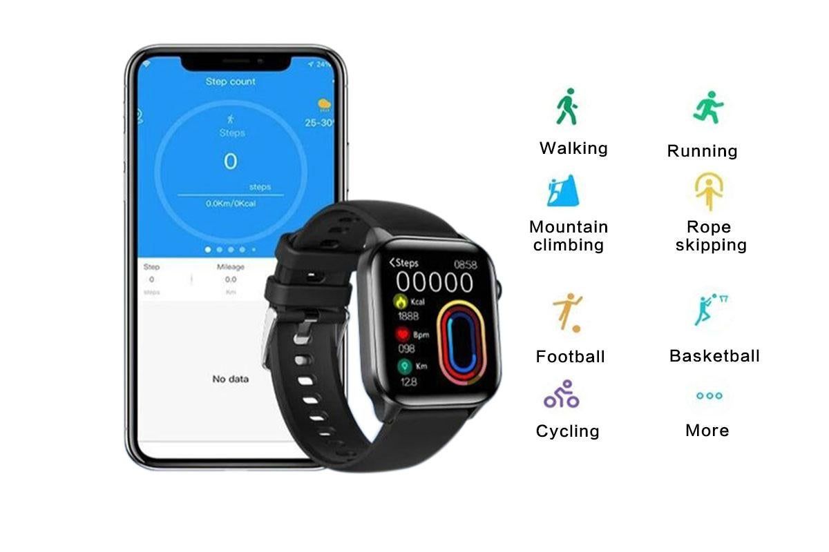 2Pcs Smart Watch Water-Resistant Smartwatch Heart Rate Fitness Tracker-Black - Image 3