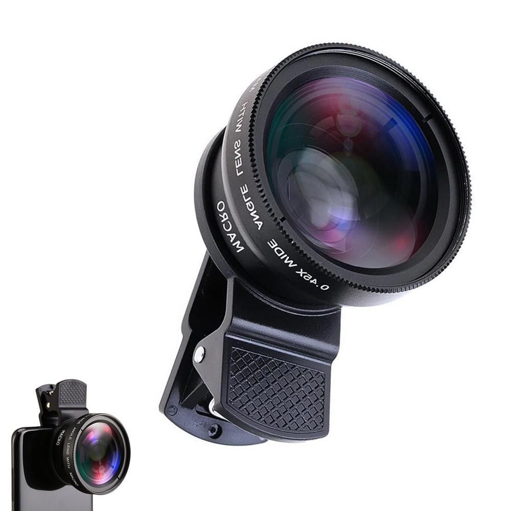 Cell Phone Camera Lens 2 in1 Portable Wide Angle Macro Cell Phone Camera Lens Kit -Black - Image 1