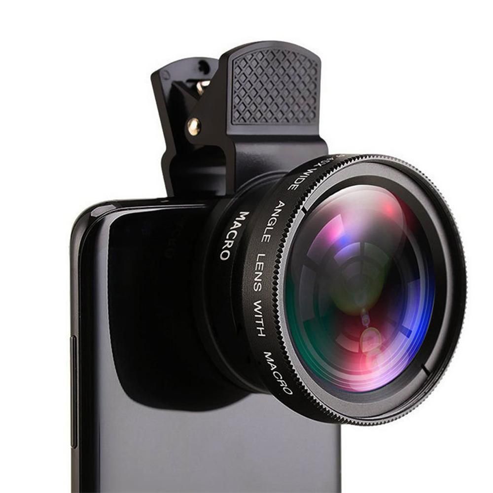Cell Phone Camera Lens 2 in1 Portable Wide Angle Macro Cell Phone Camera Lens Kit -Black - Image 3