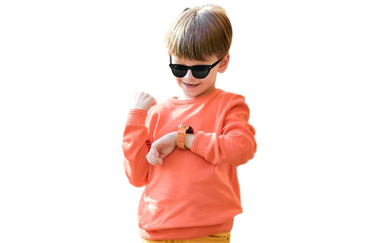 Kids Smart Watch Touch Screen Elastic Strap Smartwatch With Video Camera Pedometer-Orange - Image 2