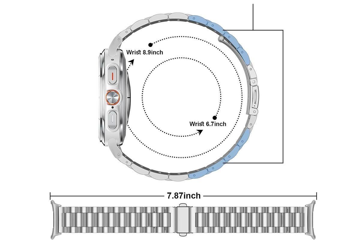 Metal Replacement Watch Band for Samsung Galaxy Watch 8 40 44 46mm-Silver - Image 6