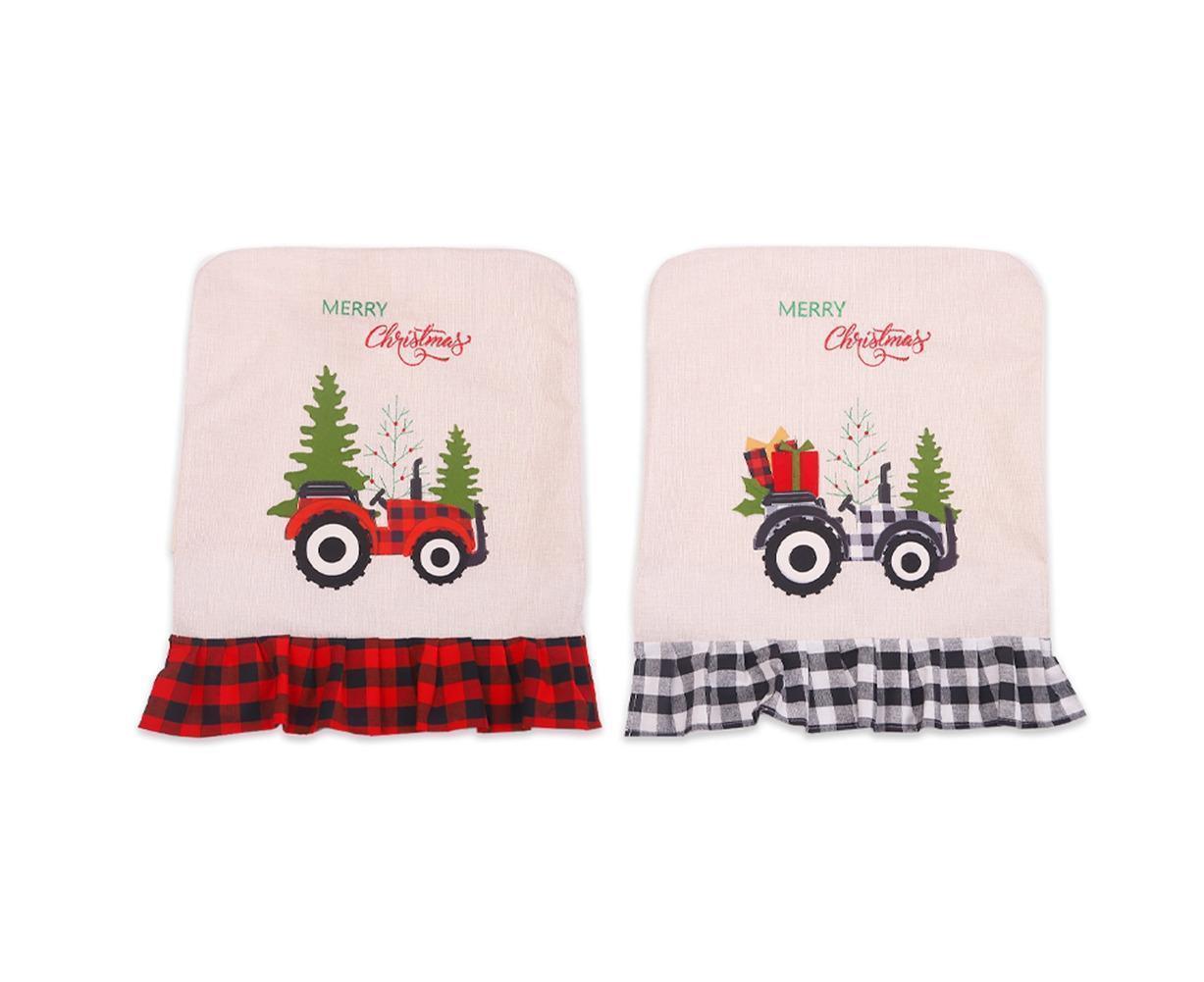 Merry Christmas Tree Car Dinner Chair Seat Cover Holiday Party Xmas Decoration-Red Black - Image 8