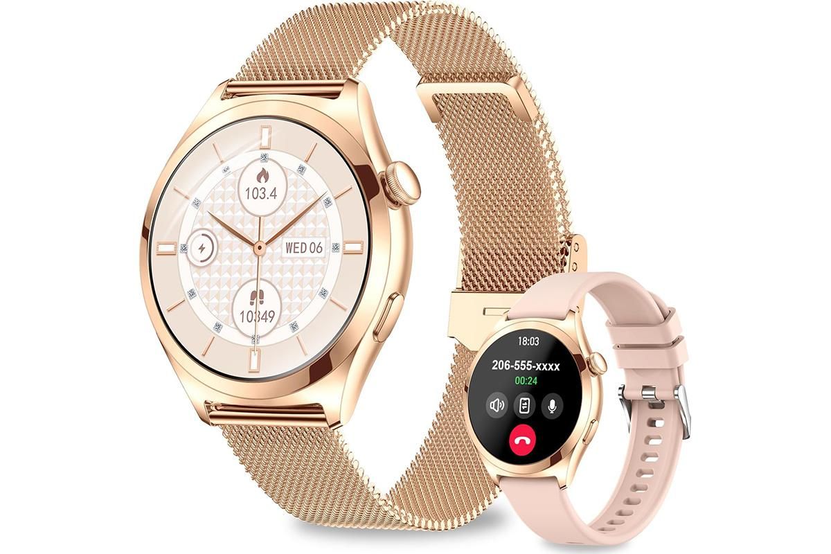 Smart Watch for Women Waterproof Smartwatch 100+ Sports Fitness Tracker-Gold - Image 1