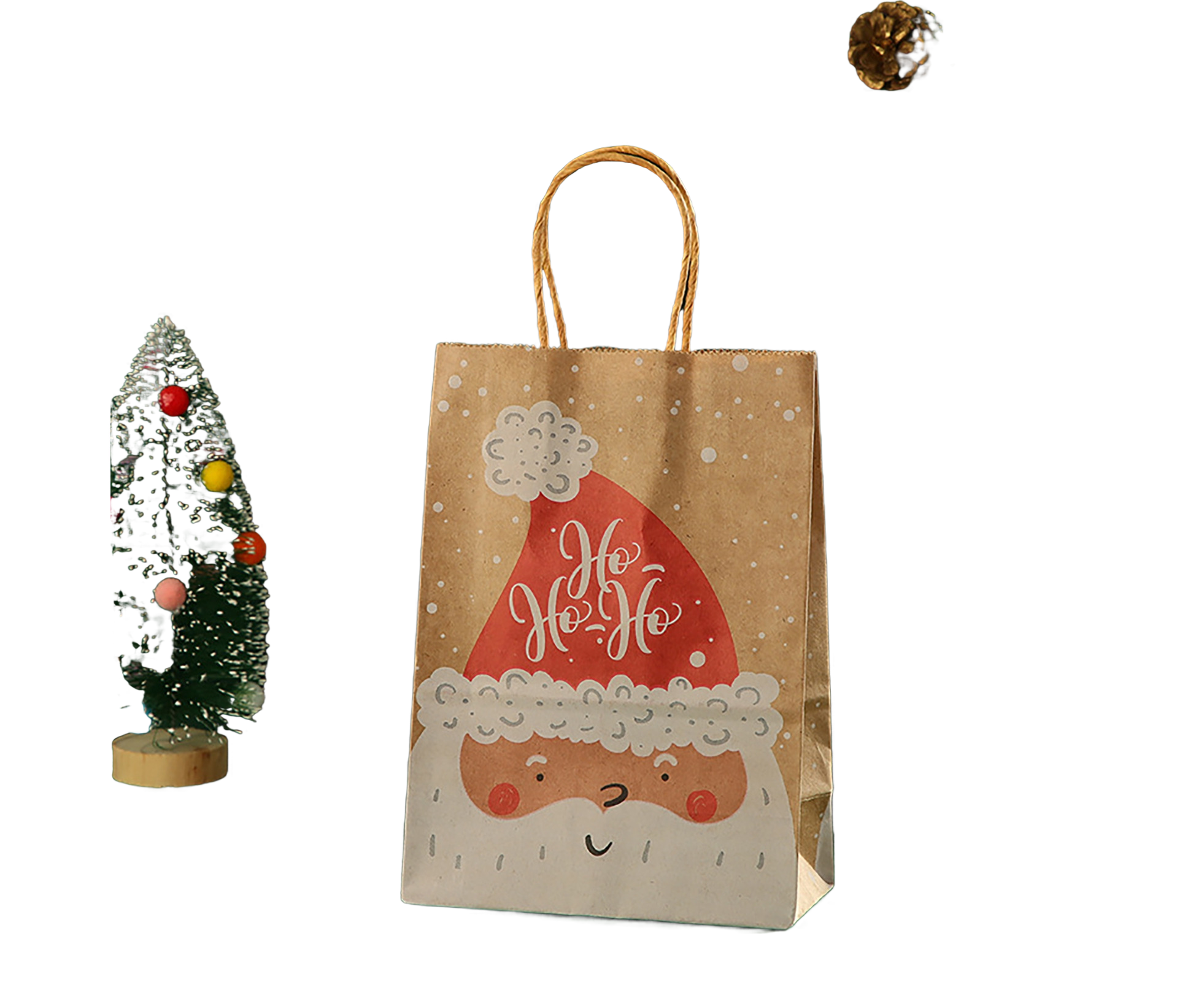 12Pcs Eye-catching Christmas Gift Bags Folding Cartoon Kraft Paper Printed Gift Pouch for Holiday-S - Image 1