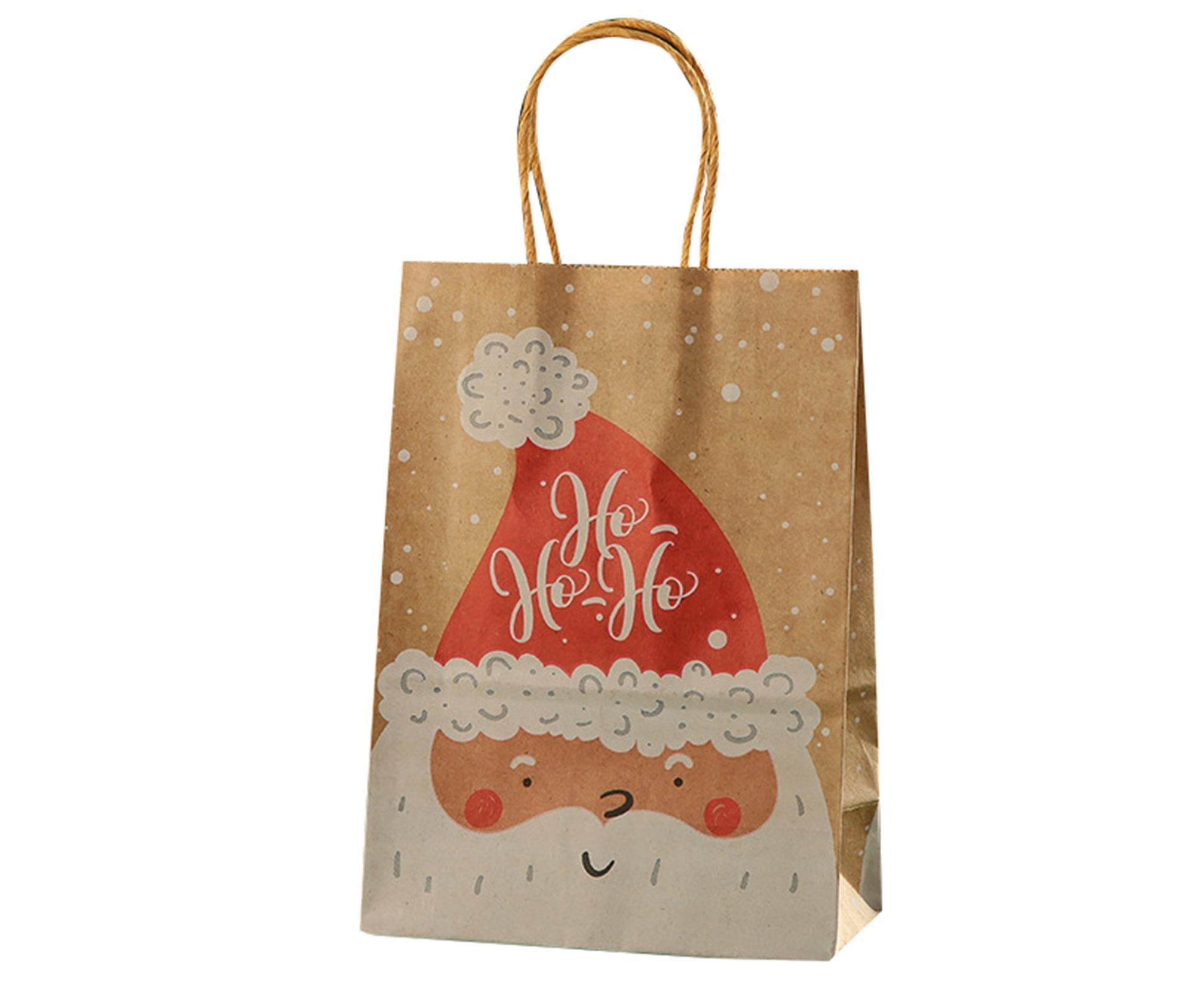 12Pcs Eye-catching Christmas Gift Bags Folding Cartoon Kraft Paper Printed Gift Pouch for Holiday-S - Image 2