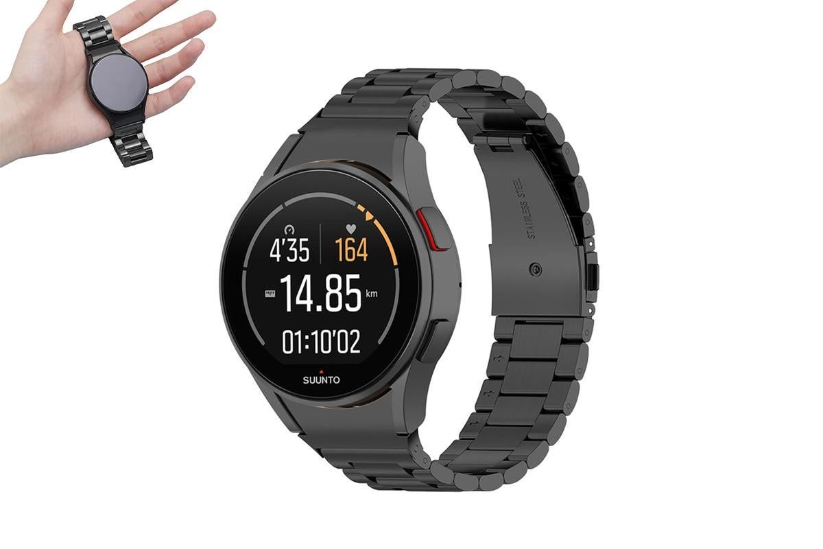 Solid Rugged Stainless Steel Band Compatible With Samsung Galaxy Watch 6 5 4-Black - Image 1
