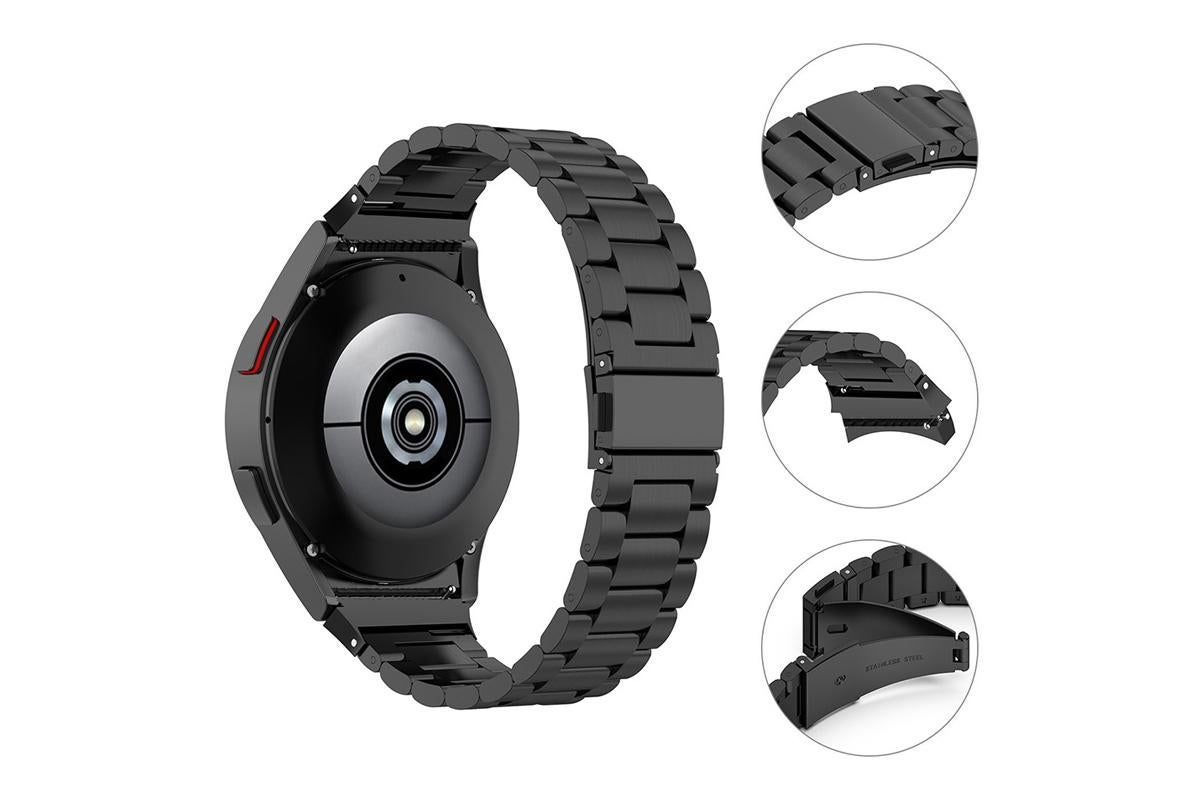 Solid Rugged Stainless Steel Band Compatible With Samsung Galaxy Watch 6 5 4-Black - Image 4