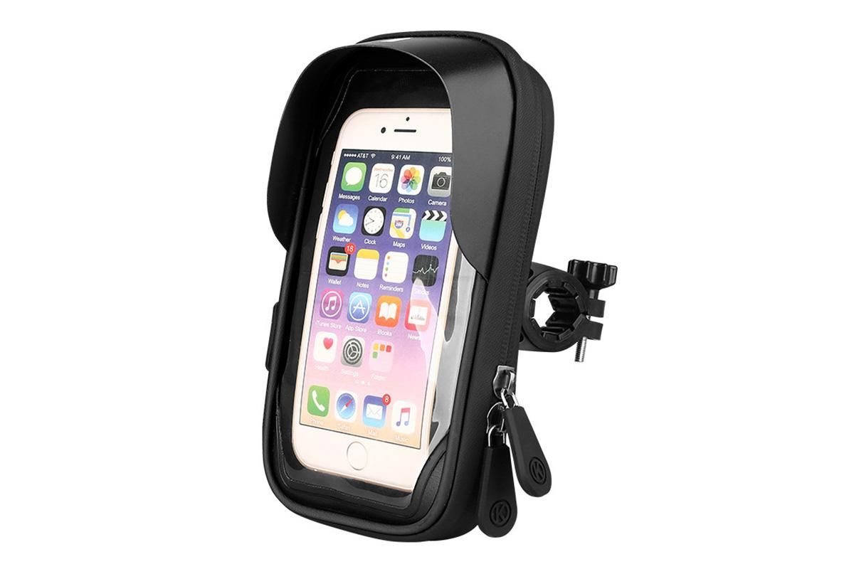 Waterproof Bike Phone Holder Fully Enclosed Touch Sensitive Phone Mount-Black - Image 1