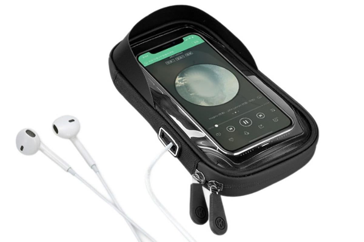 Waterproof Bike Phone Holder Fully Enclosed Touch Sensitive Phone Mount-Black - Image 5
