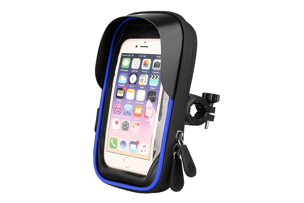 Waterproof Bike Phone Holder Fully Enclosed Touch Sensitive Phone Mount-Blue - Image 1