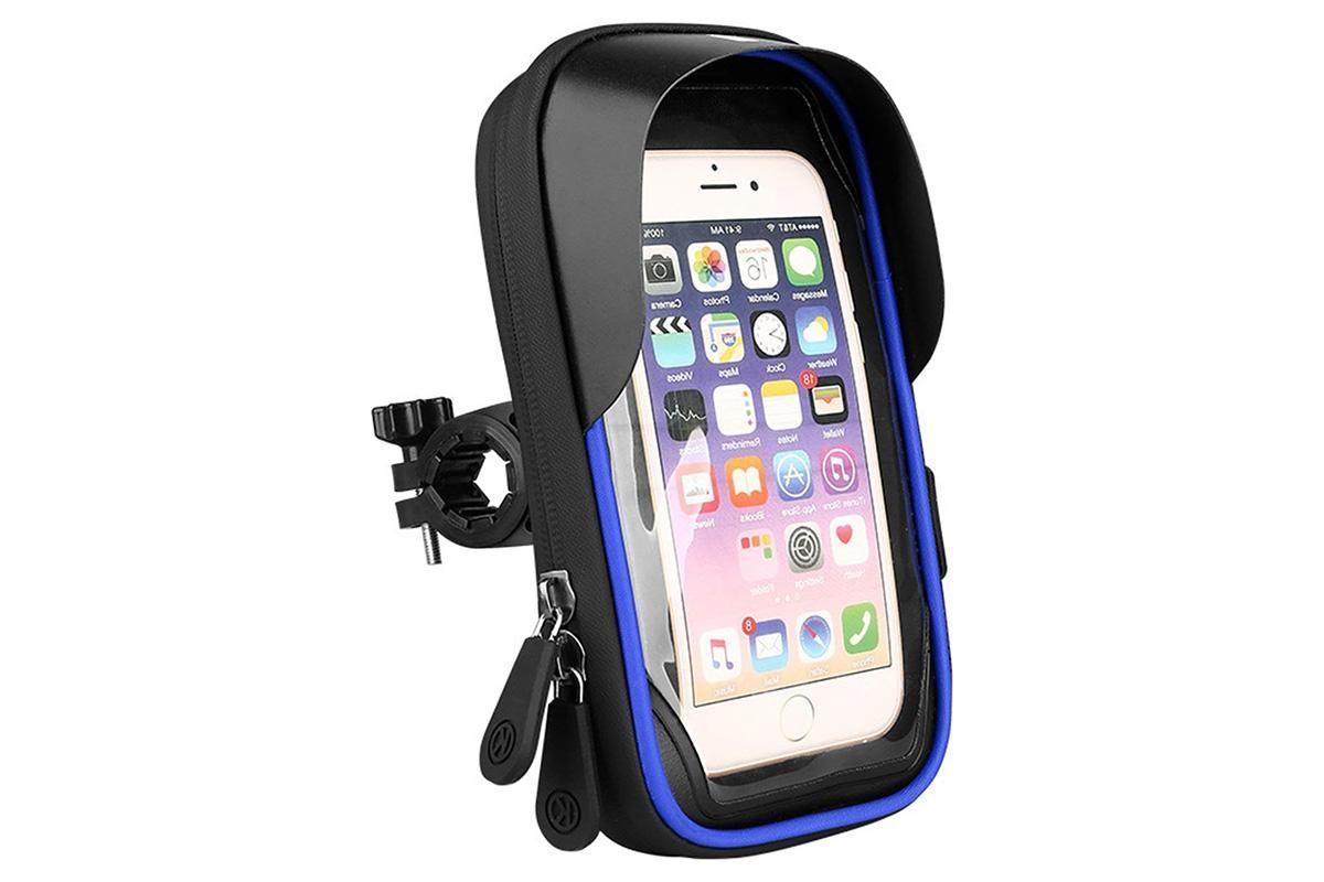 Waterproof Bike Phone Holder Fully Enclosed Touch Sensitive Phone Mount-Blue - Image 2