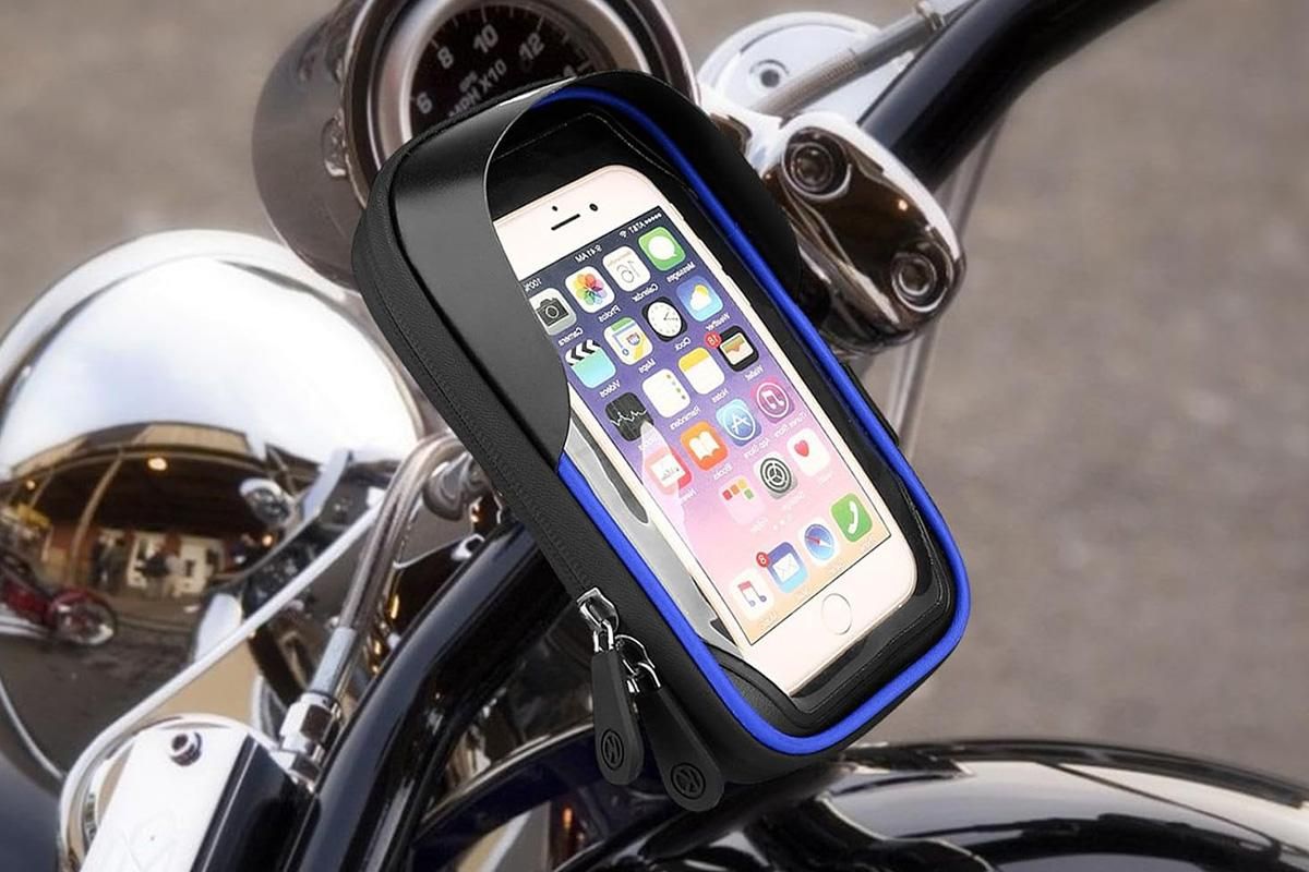 Waterproof Bike Phone Holder Fully Enclosed Touch Sensitive Phone Mount-Blue - Image 4