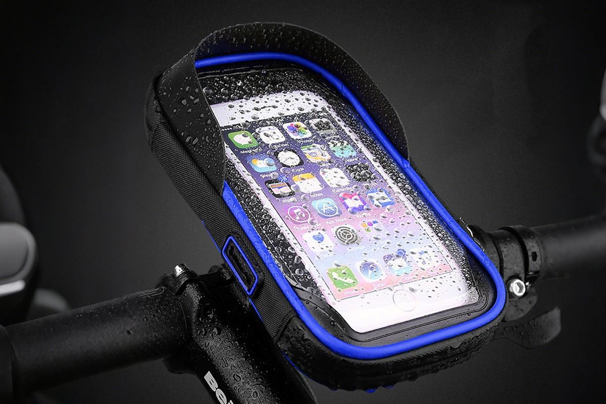 Waterproof Bike Phone Holder Fully Enclosed Touch Sensitive Phone Mount-Blue - Image 5