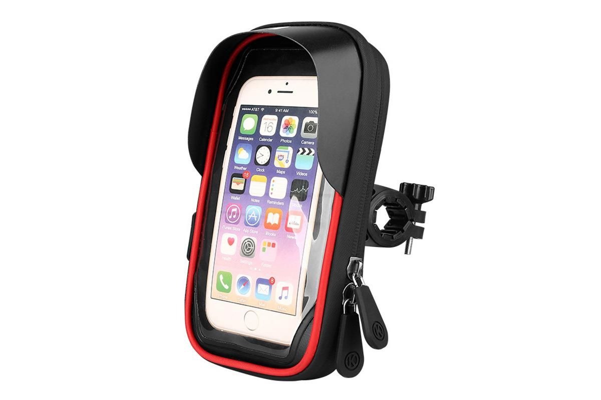 Waterproof Bike Phone Holder Fully Enclosed Touch Sensitive Phone Mount-Red - Image 1