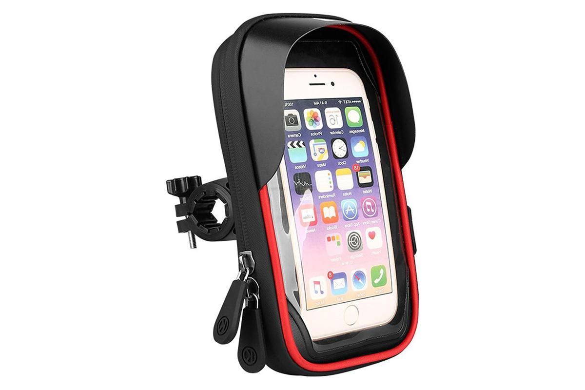 Waterproof Bike Phone Holder Fully Enclosed Touch Sensitive Phone Mount-Red - Image 2