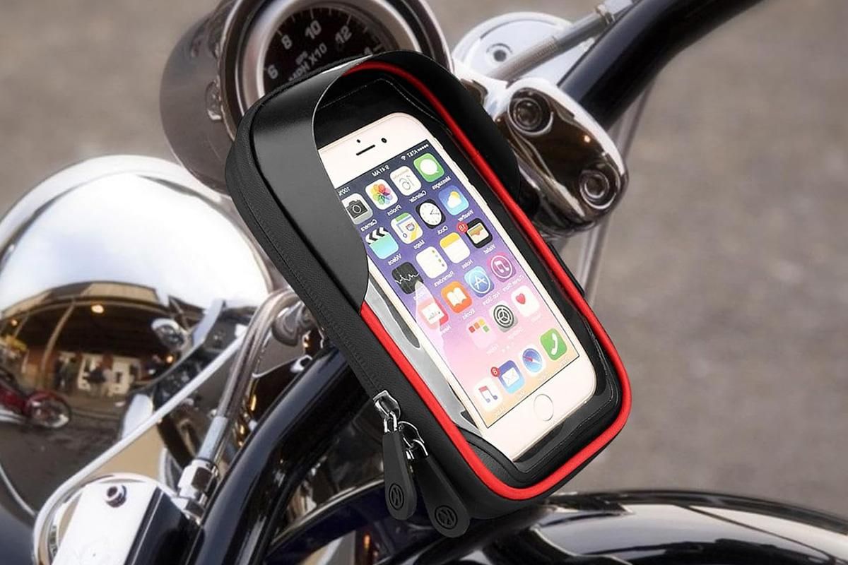 Waterproof Bike Phone Holder Fully Enclosed Touch Sensitive Phone Mount-Red - Image 4