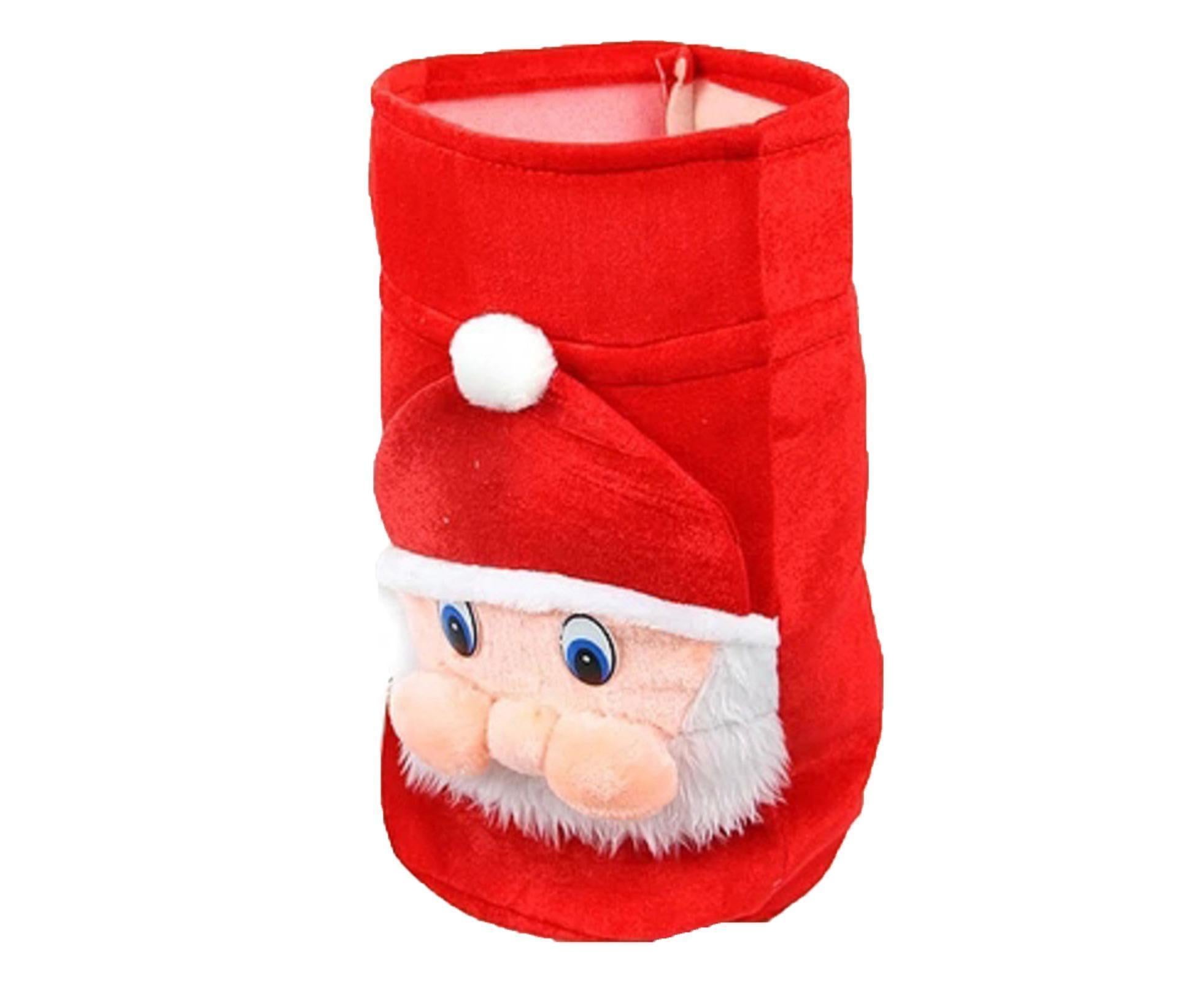Xmas Candy Bag 3D Santa Velvet-Red - Image 2