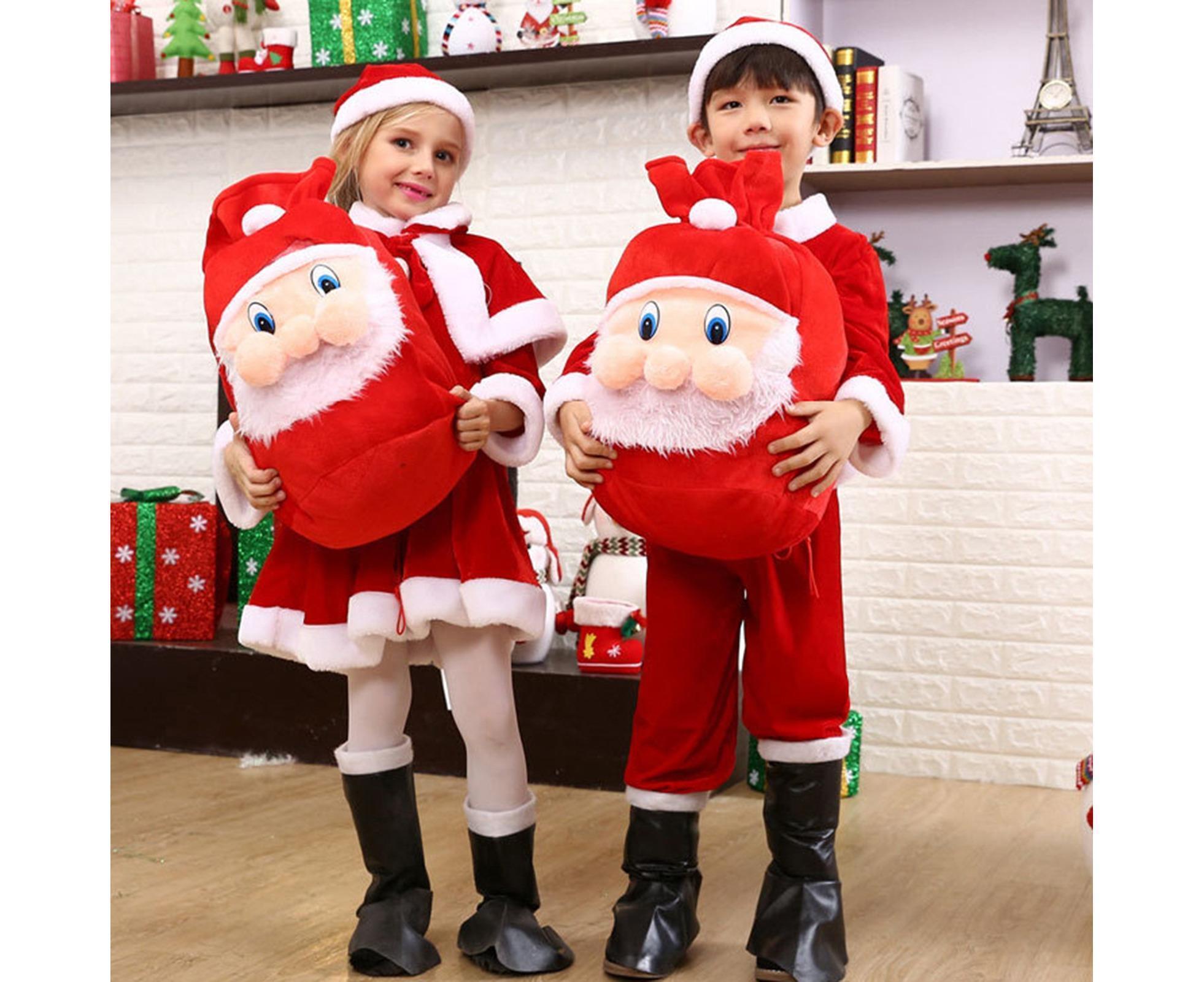 Xmas Candy Bag 3D Santa Velvet-Red - Image 3