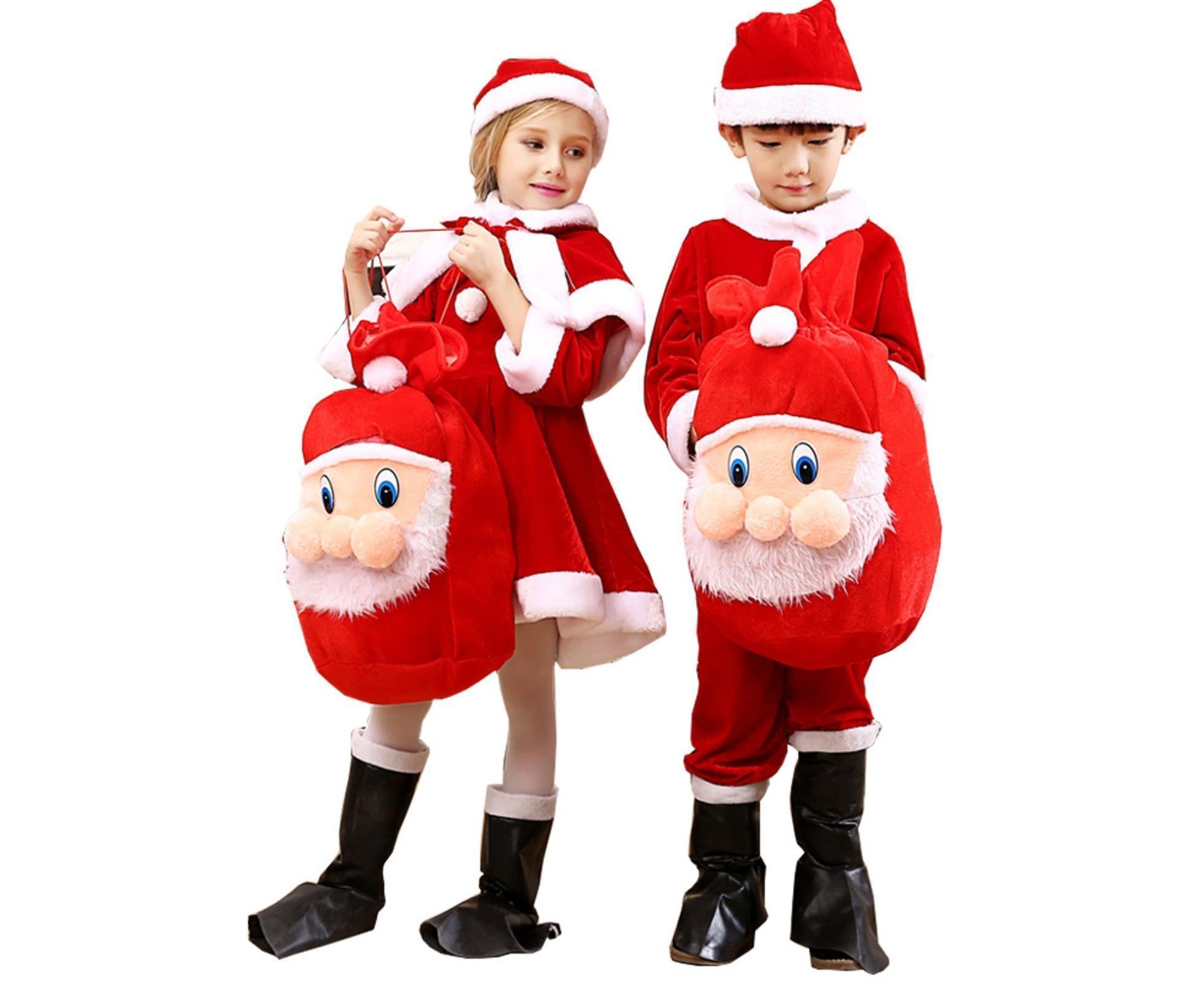 Xmas Candy Bag 3D Santa Velvet-Red - Image 6