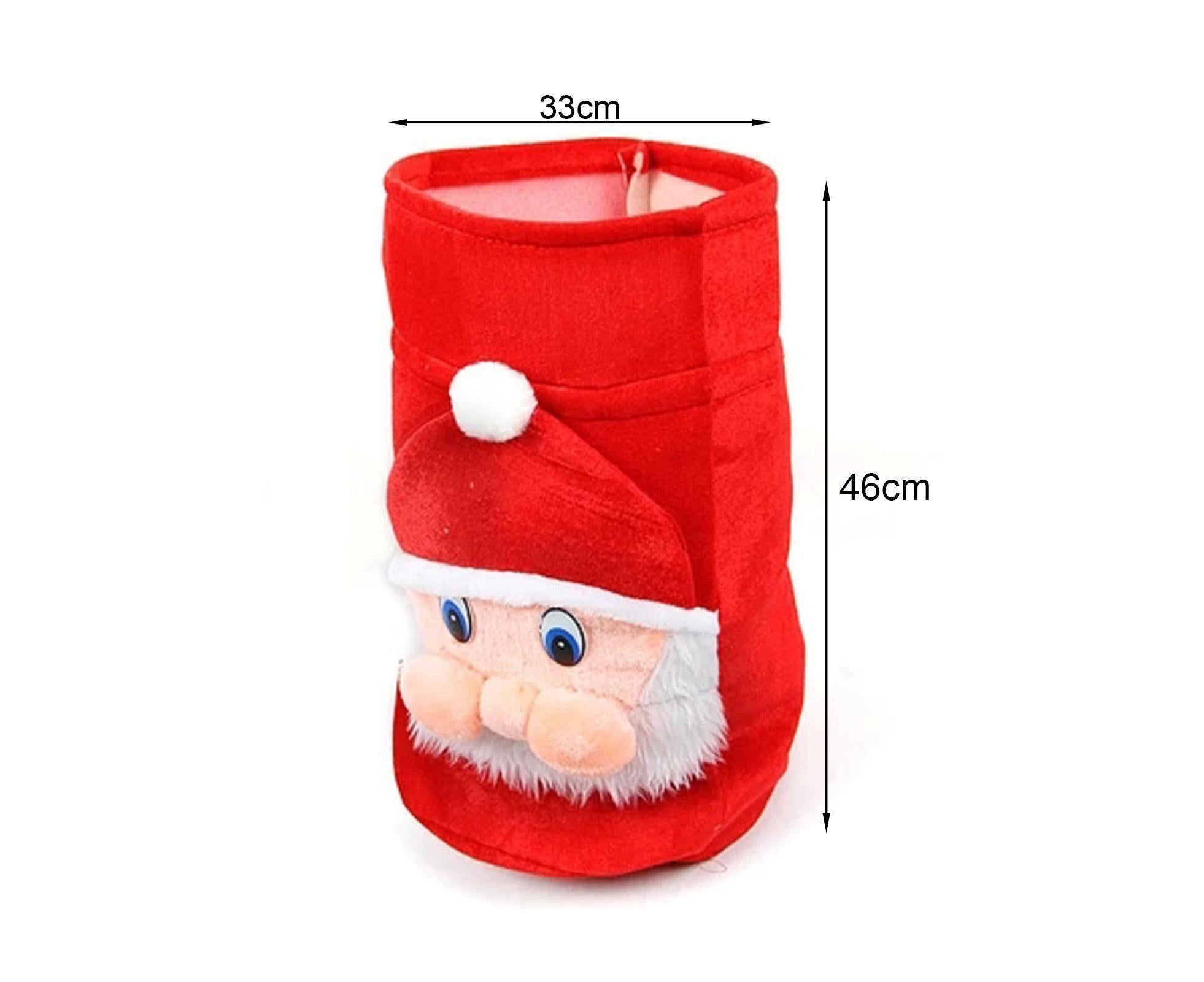 Xmas Candy Bag 3D Santa Velvet-Red - Image 7