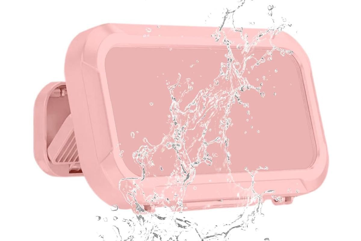 Waterproof Anti-Fog Rotating Shower Phone Holder for Bathroom-Light Pink - Image 3