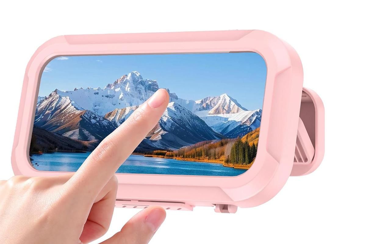 Waterproof Anti-Fog Rotating Shower Phone Holder for Bathroom-Light Pink - Image 5