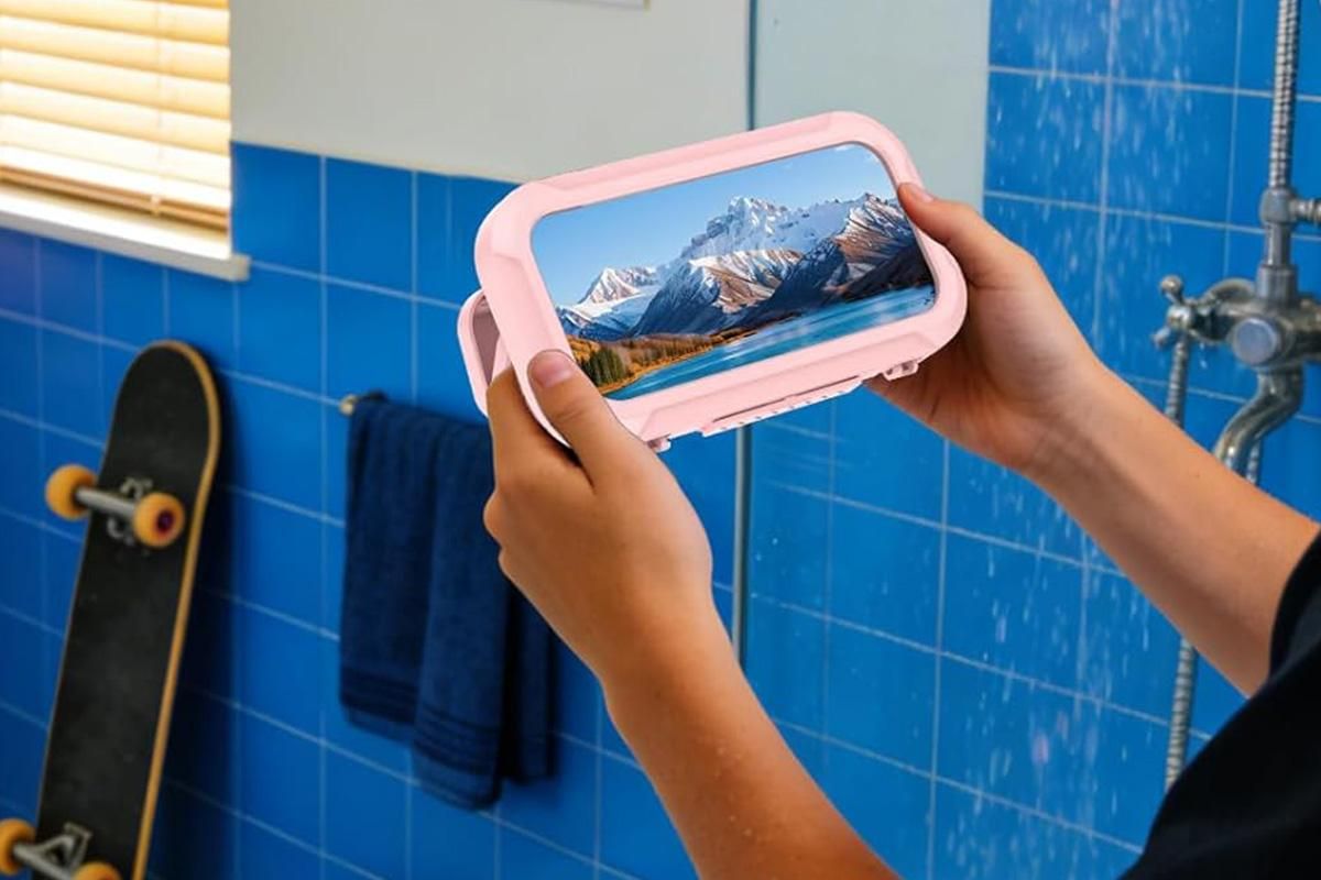 Waterproof Anti-Fog Rotating Shower Phone Holder for Bathroom-Light Pink - Image 7