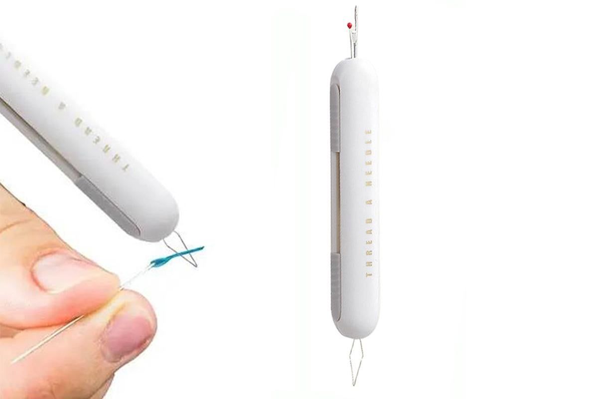 2-In-1 Needle Threader Seam Ripper Kit Thread Remover Sewing Ripper Tool-Light Grey - Image 1