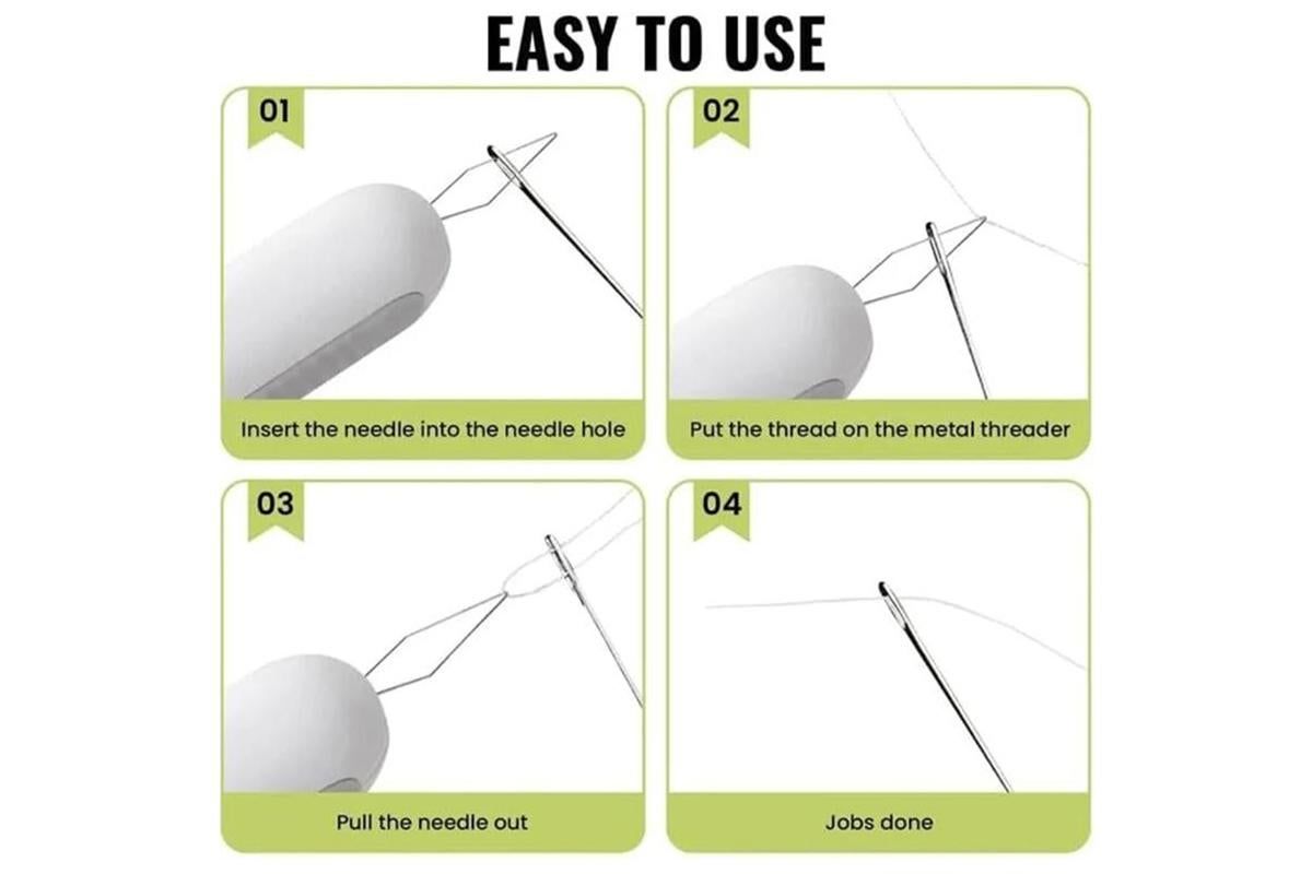 2-In-1 Needle Threader Seam Ripper Kit Thread Remover Sewing Ripper Tool-Light Grey - Image 5