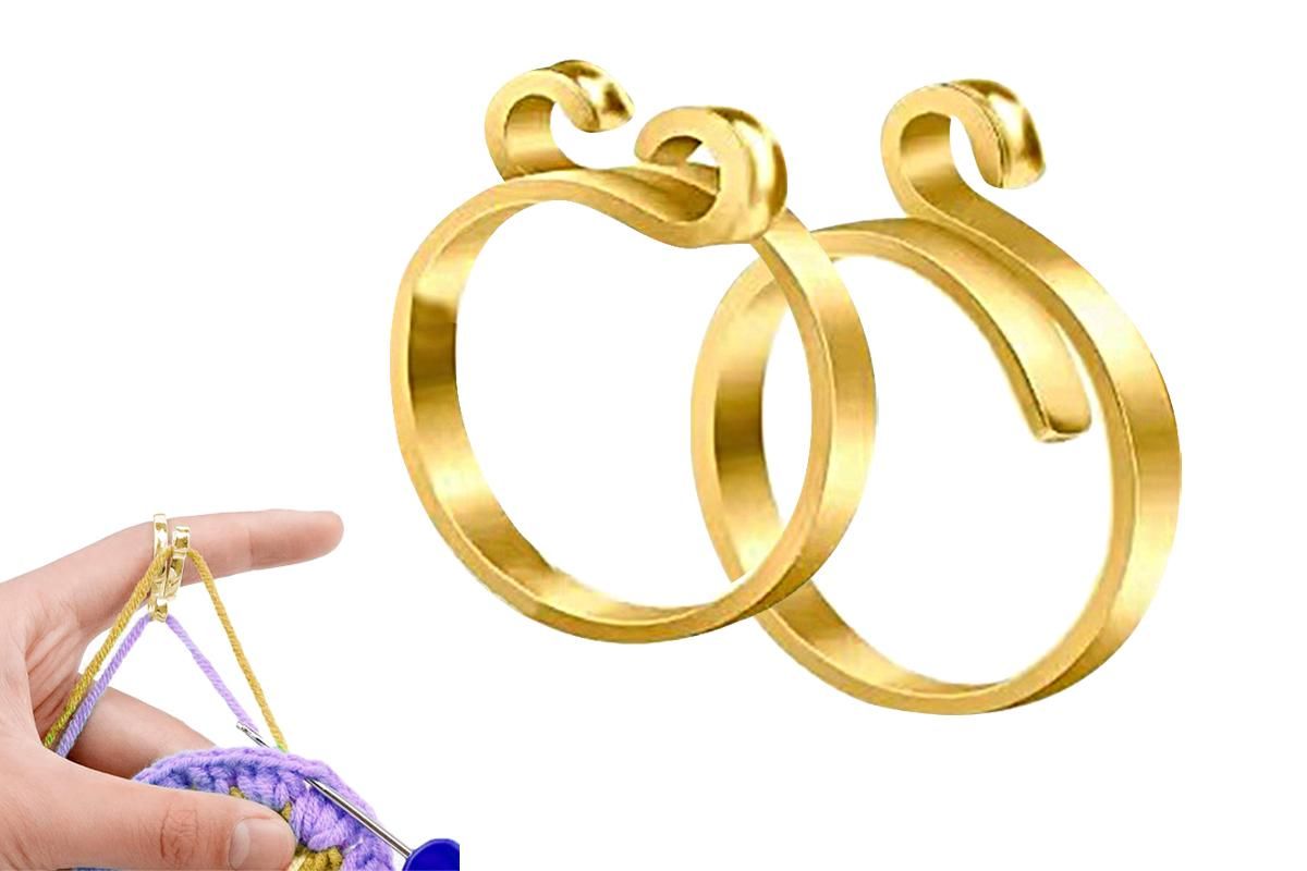 2Pcs Knitting Crochet Loop Ring for Fingers 2Pcs Knitting Yarn Guide Finger Holder-Style 1 - Image 1