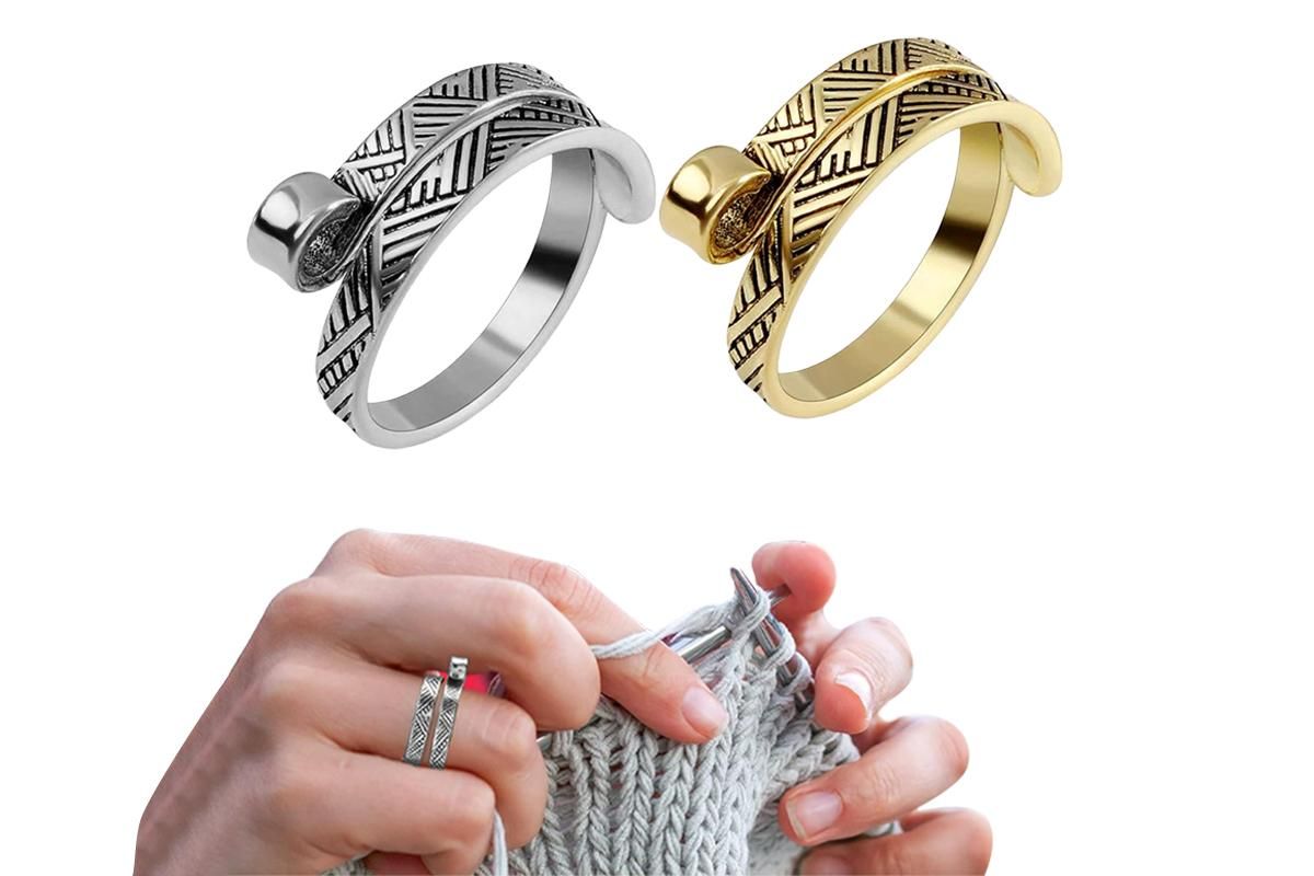 2Pcs Knitting Crochet Loop Ring for Fingers 2Pcs Knitting Yarn Guide Finger Holder-Style 2 - Image 4