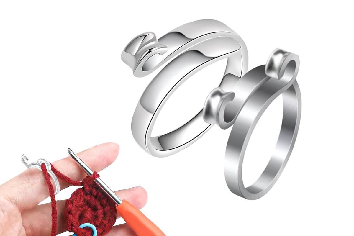 2Pcs Knitting Crochet Loop Ring for Fingers 2Pcs Knitting Yarn Guide Finger Holder-Style 3 - Image 6