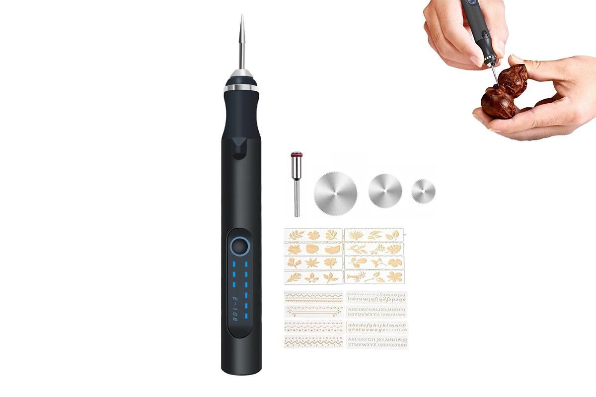 Electric Micro Engraver Pen DIY Engraving Tool Kit Cordless Portable Rechargeable Engraving Pen-Black - Image 1
