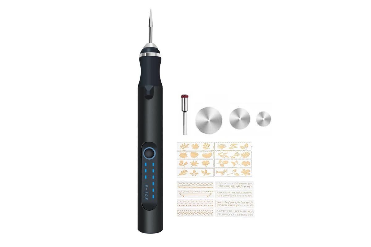 Electric Micro Engraver Pen DIY Engraving Tool Kit Cordless Portable Rechargeable Engraving Pen-Black - Image 2