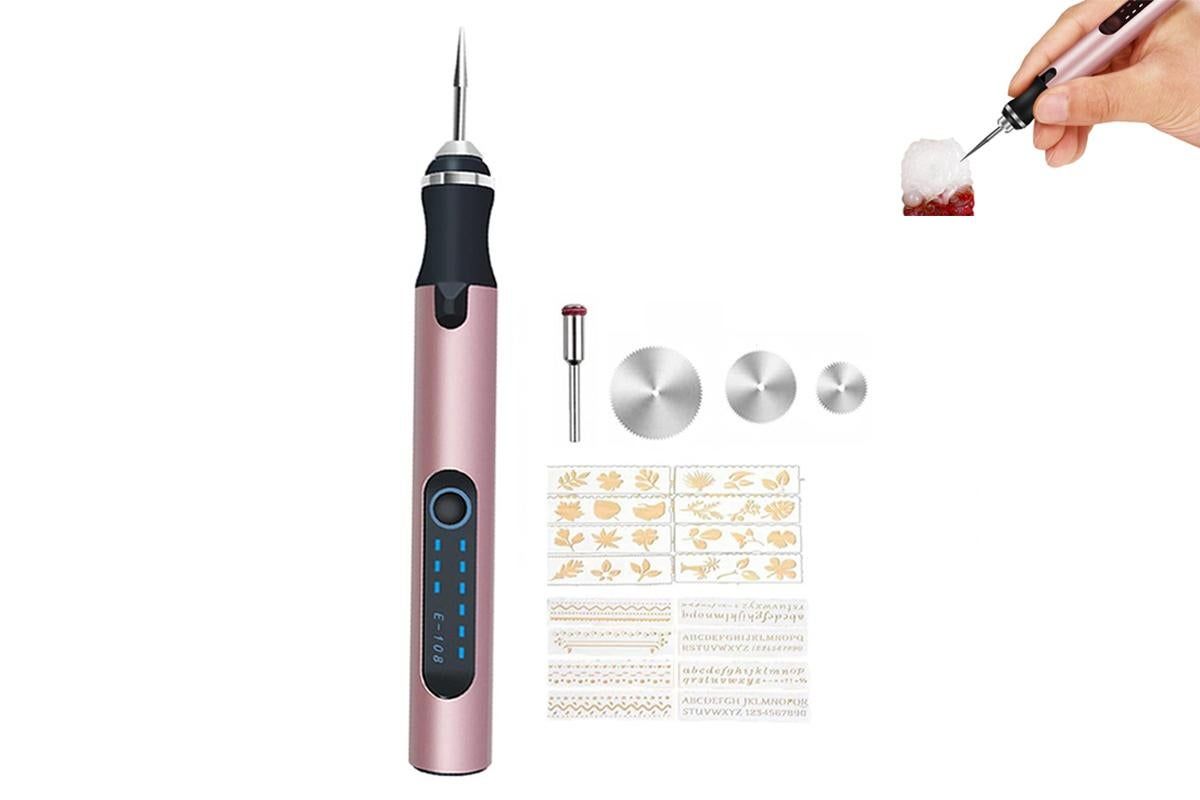 Electric Micro Engraver Pen DIY Engraving Tool Kit Cordless Portable Rechargeable Engraving Pen-Silver - Image 5