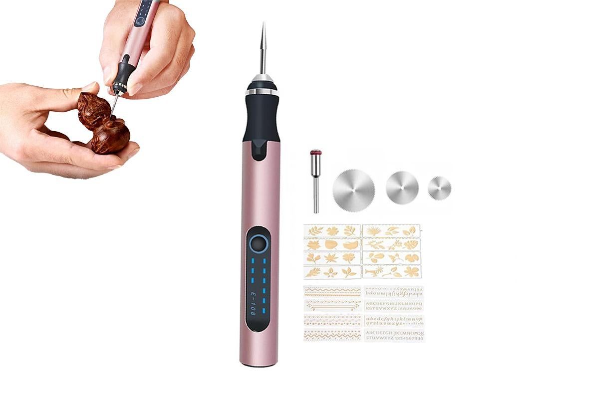 Electric Micro Engraver Pen DIY Engraving Tool Kit Cordless Portable Rechargeable Engraving Pen-Pink - Image 2