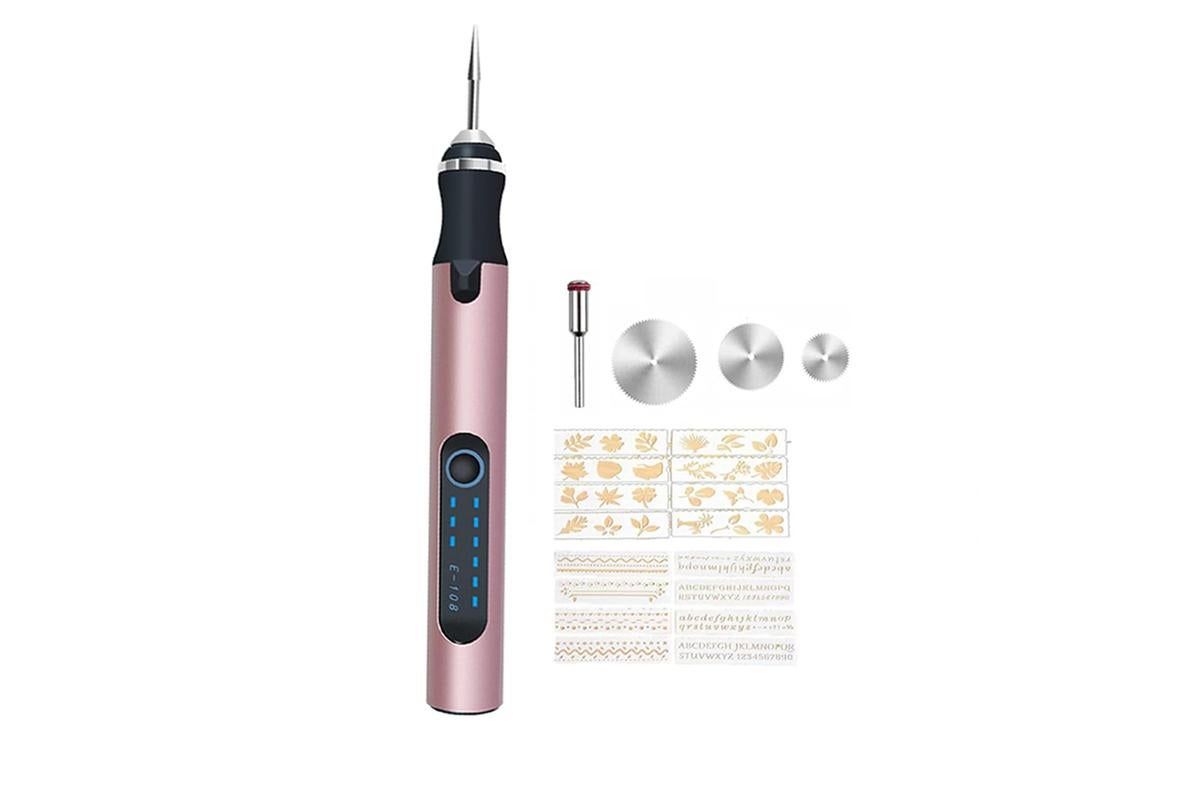 Electric Micro Engraver Pen DIY Engraving Tool Kit Cordless Portable Rechargeable Engraving Pen-Pink - Image 3