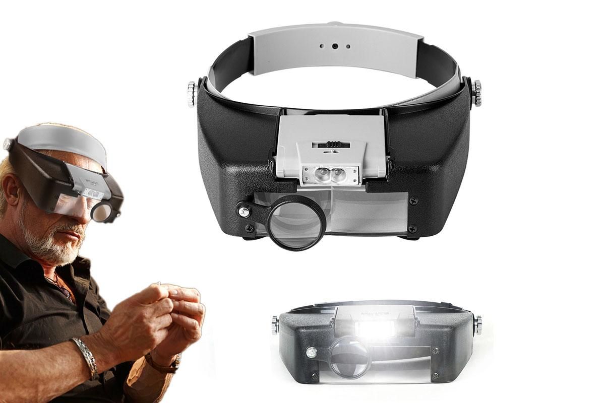 Head Mount Magnifying Glasses With LED Light For Jewelry Arts Crafts And Close Work-Gray - Image 1