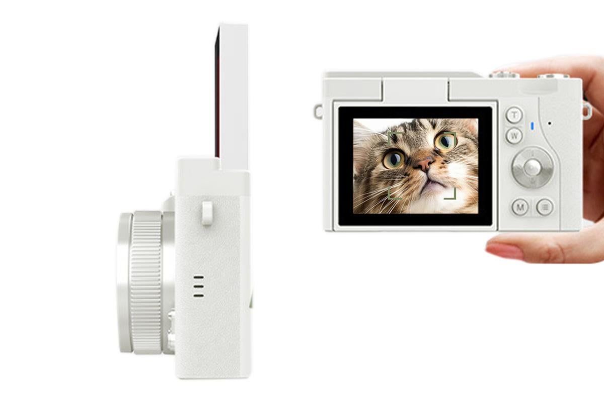 4K Digital Camera 64MP Vlogging Camera with 180-degree Flip Screen 16X Digital Zoom -White - Image 8