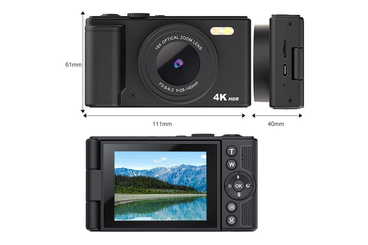 4K Digital Camera Flip Screen Autofocus for Vlogging Photography Beginners-Black - Image 6